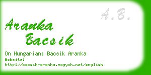 aranka bacsik business card